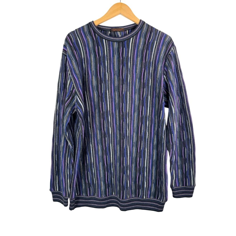 Team Project Europe coogi stye 3D textured sweater Italy 90s retro sz S/M